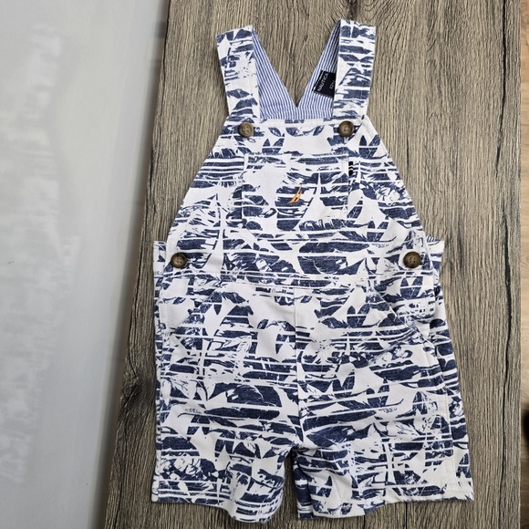 Vintage Nautica Boys One Piece Overalls  Romper Size‎ 12 Months Blue - Picture 1 of 5